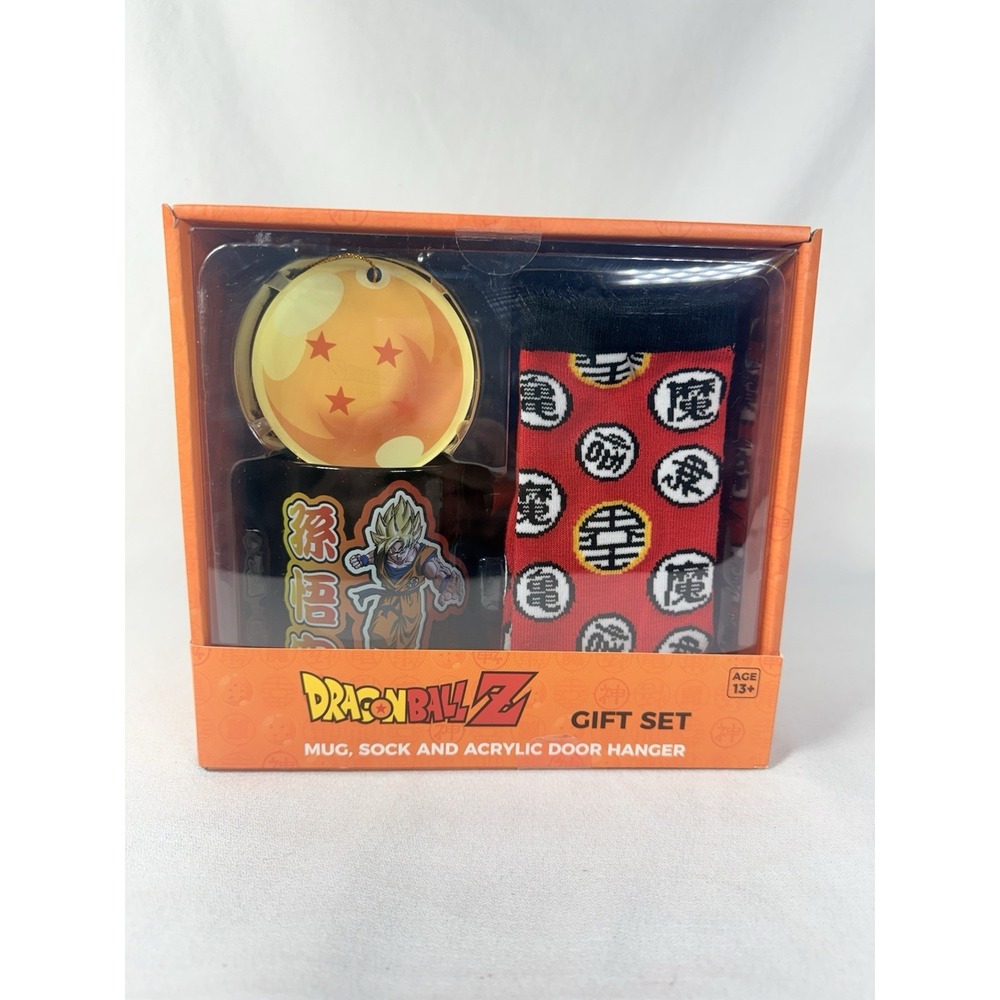 Dragon Ball Z Gift Set Ceramic Mug, Pair of Crew Socks & Acrylic Door Hanger